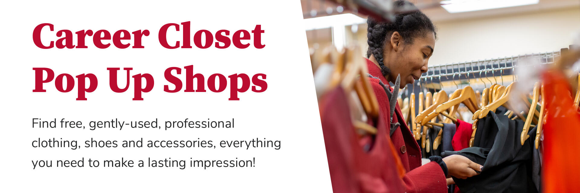 Woman looking at clothes hanging on a rack