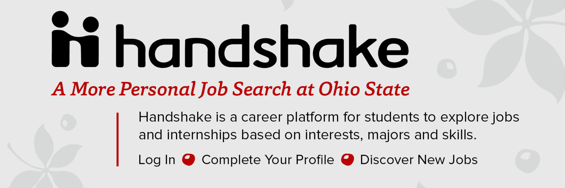 banner showing the handshake logo and advertising the job search system