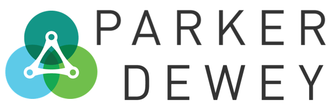 Parker Dewey Logo of Three circles over lapping and a white triangle conncecting them